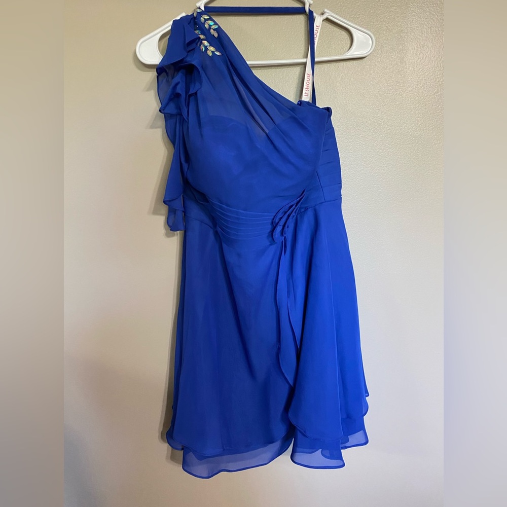 JJ House Mini One Shoulder Dress Size 4 Royal Blue